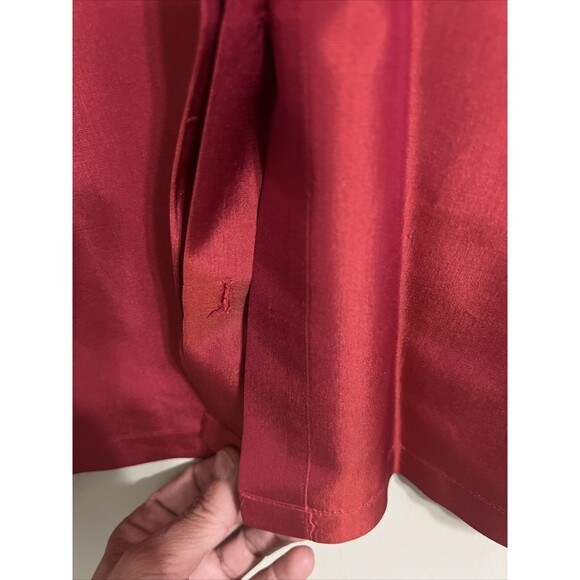 Vintage Express Silk Shirt Red Shiny Long Sleeve 90s Y2K Womens 3/4 - Picture 5 of 5